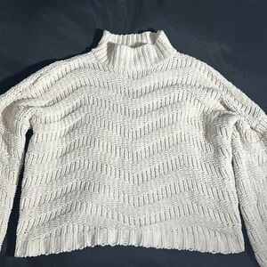 High Neck Drop Sleeve Cropped Knitted Sweater